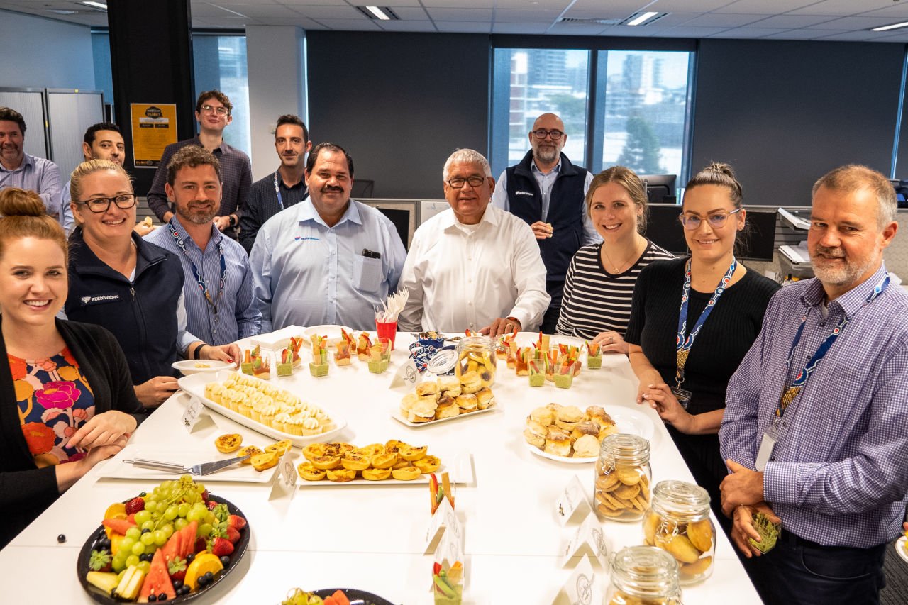 Mick Gooda at head of table on right and BESIX Watpac's National Indigenous Affairs Manager James Alley to the left with BESIX Watpac staff